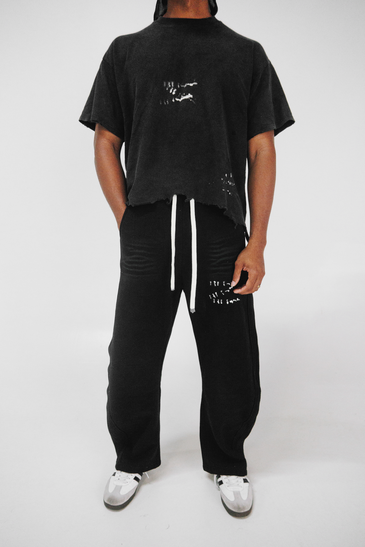 Transfer Cropped Tee - Washed Black