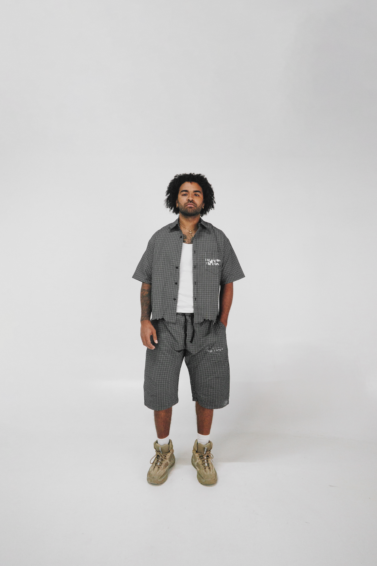Transfer Plaid Cropped Shirt