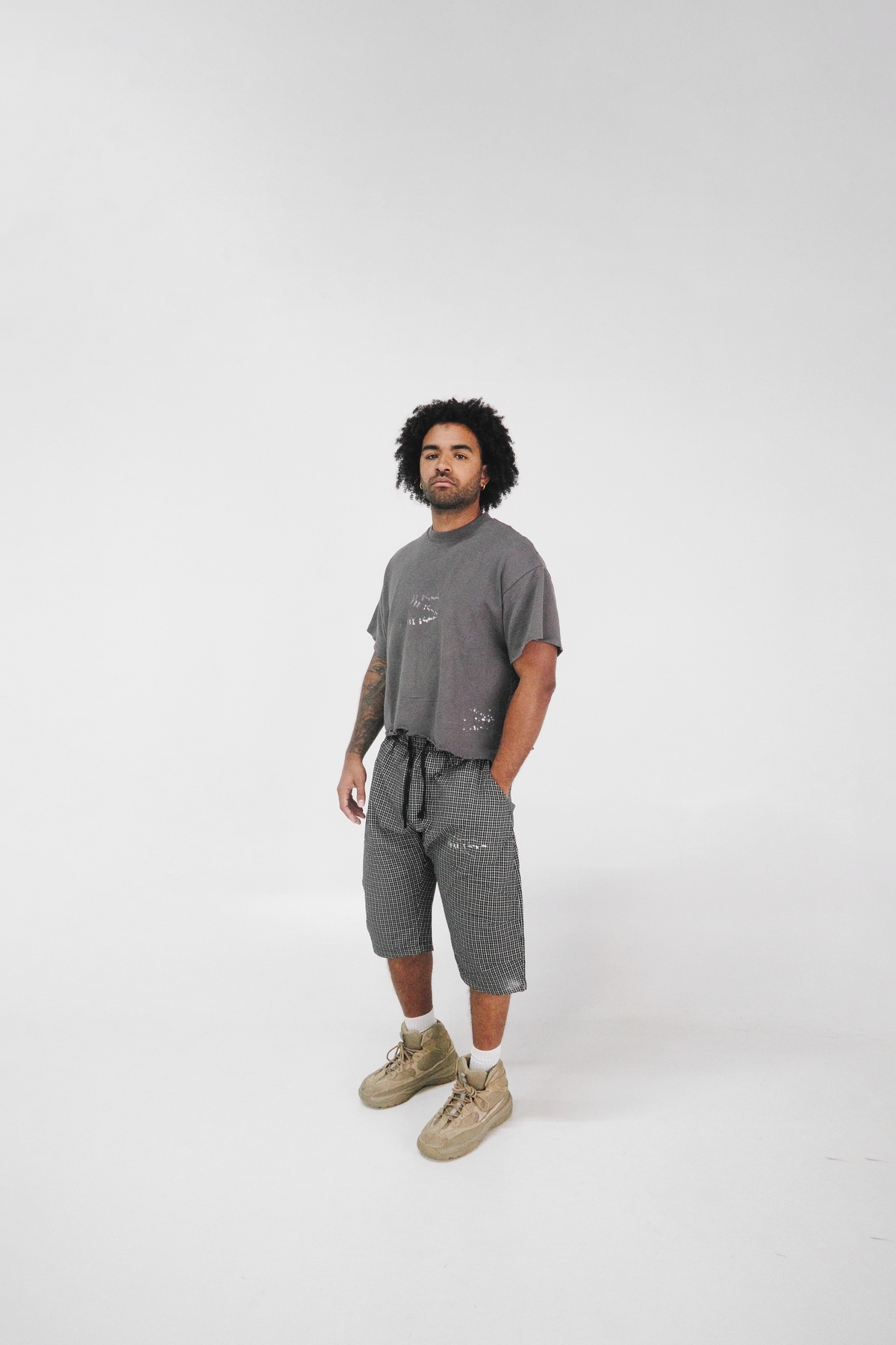 Transfer Plaid Long Shorts