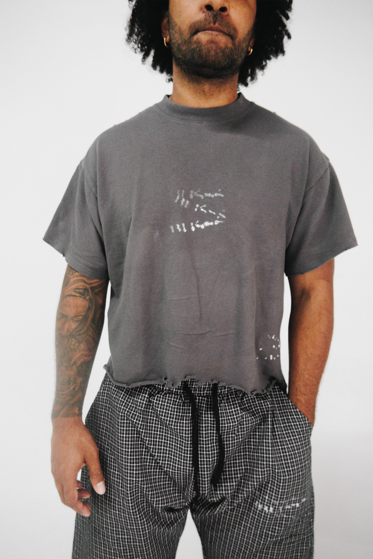 Transfer Cropped Tee - Gray
