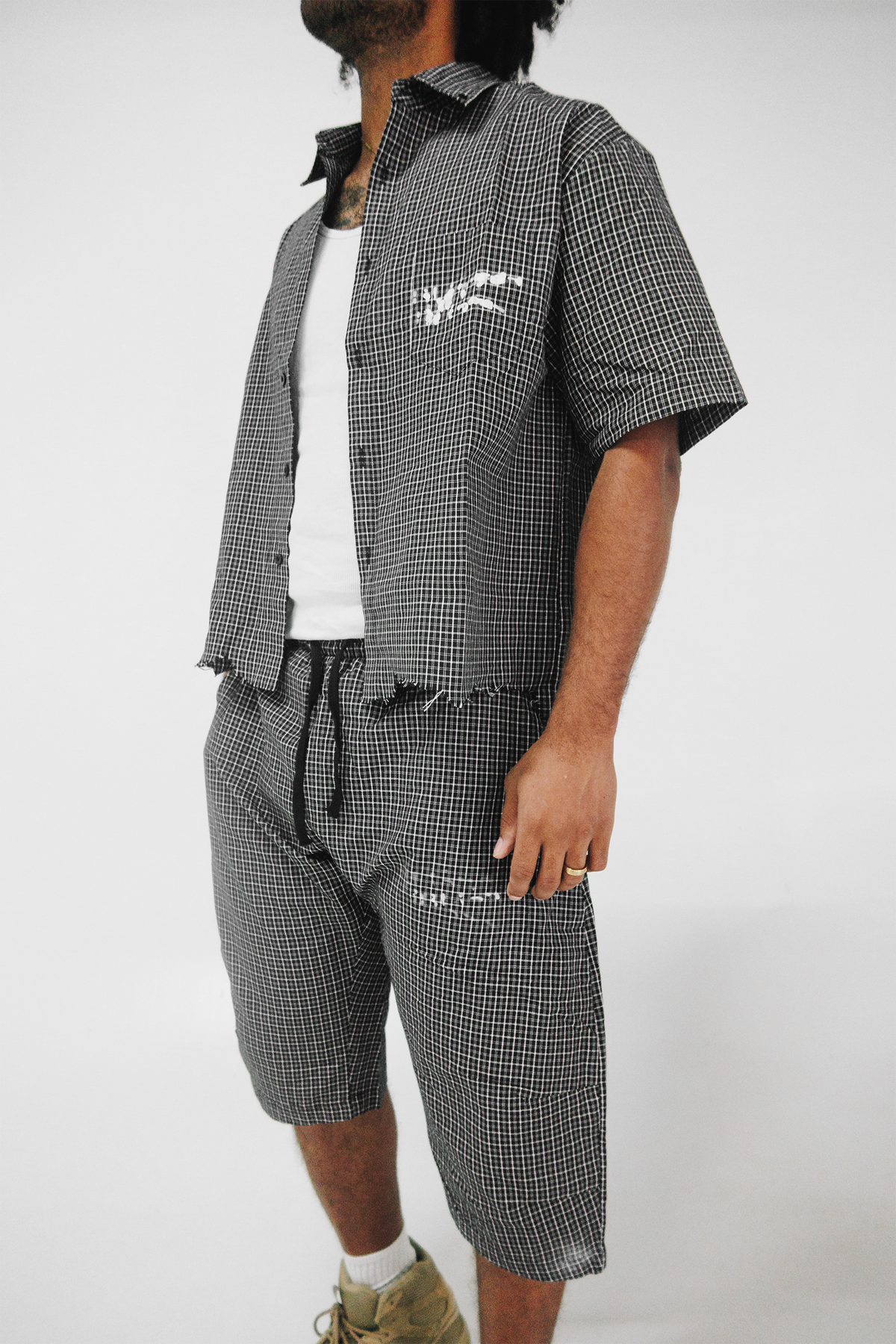 Transfer Plaid Cropped Shirt